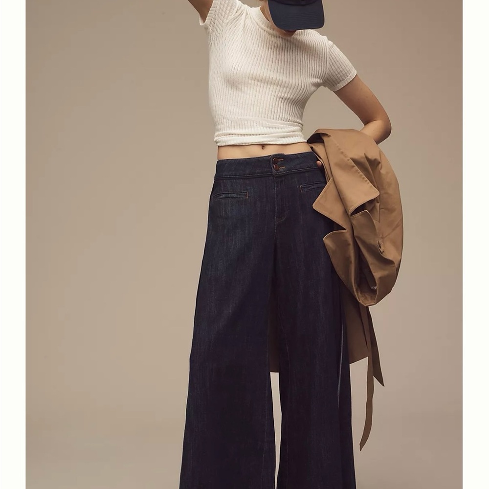 Anthropologie Pilcro Wide-Leg Dark Blue Jeans - Picture 2 of 7